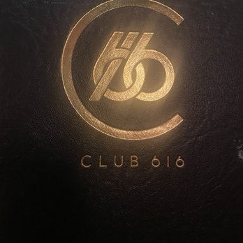 Club 616 - Shiny gold logo on the front of the drink menu book - Cocktail Bars Near Me - Santa Ana, California Club 616 - Shiny gold logo on the front of the drink menu book - Cocktail Bars Near Me - Santa Ana, California
