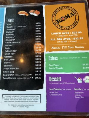 Menu photo 6 Sushi Koma Las Vegas, NV