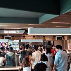 McDonald's - This is the line at lunch in front of the counters and the touch screens are to the right, which I believe most customers had used.