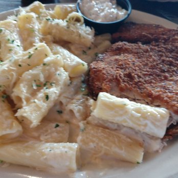 St. Pete's Dancing Marlin - Chicken Fried Tuna with rigatoni and Quattro Formaggi - American Near Me - Dallas, Texas