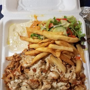 Boston Shawarma - Chicken shawarma plate. Comes with meat hummus fries and house salad. - Middle Eastern Near Me - Boston, Massachusetts