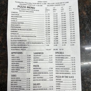 Gigio's Pizzeria - To go menú with pricing - Pizza Near Me - Chicago, Illinois Gigio's Pizzeria - To go menú with pricing - Pizza Near Me - Chicago, Illinois