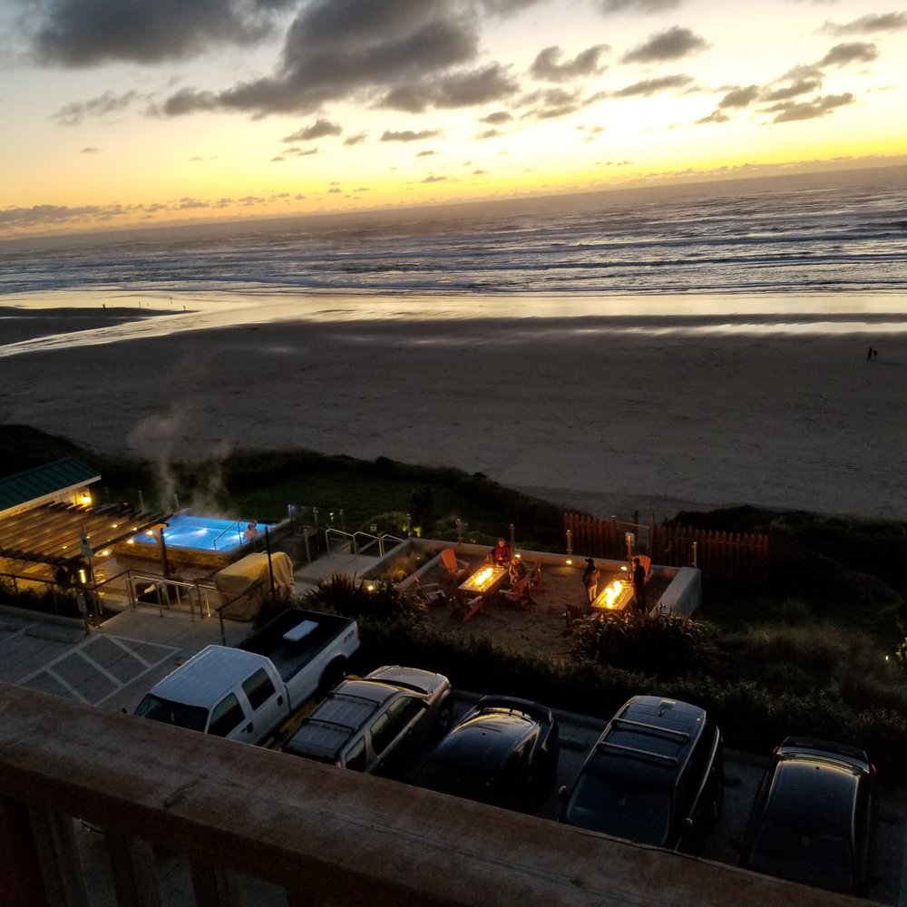My view from the balcony to my room. You can see the heated infinity pool and the fire pits. The gate for the beach is just beyond them. My view from the balcony to my room. You can see the heated infinity pool and the fire pits. The gate for the beach is just beyond them.