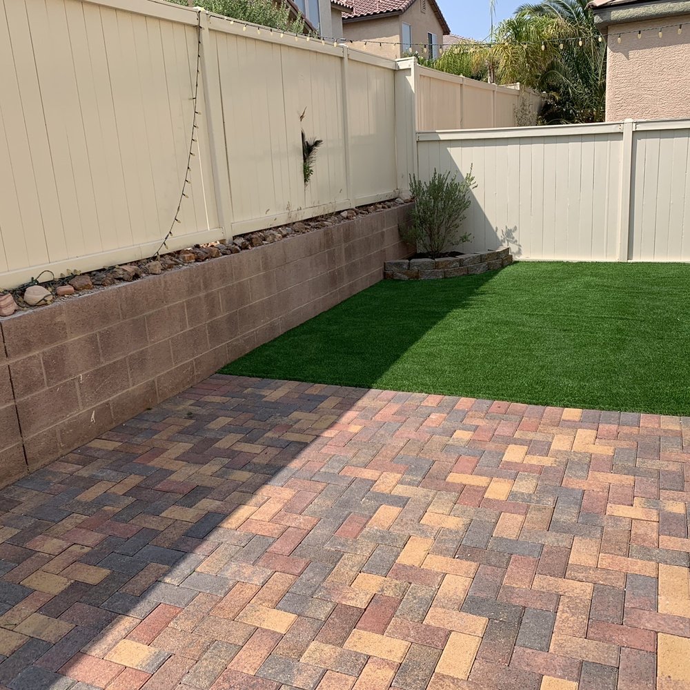 AAA Landscaping - Pavers, artificial grass, retaining wall & Texas ranger plant installed - Landscaping Near Me - Henderson, Nevada