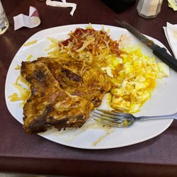 Irving Beer And Wine - Pork chops and eggs ! Very good!