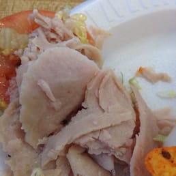 This is the very processed turkey meat on my sandwich! Worst sub!