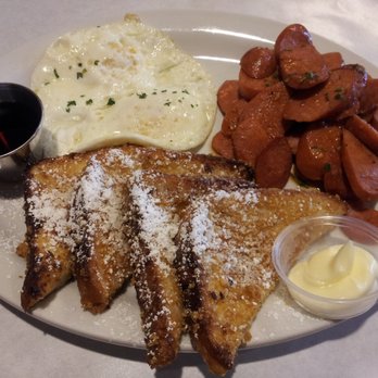 Crab Avenue - French toast with 2 eggs and Andouille sausage - $9.95 - Seafood Near Me - Glendale, California Crab Avenue - French toast with 2 eggs and Andouille sausage - $9.95 - Seafood Near Me - Glendale, California