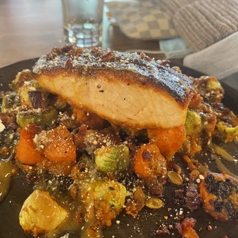 One Twenty Three Tavern - Brussels sprouts with salmon - New American Near Me - Grand Rapids, Michigan One Twenty Three Tavern - Brussels sprouts with salmon - New American Near Me - Grand Rapids, Michigan