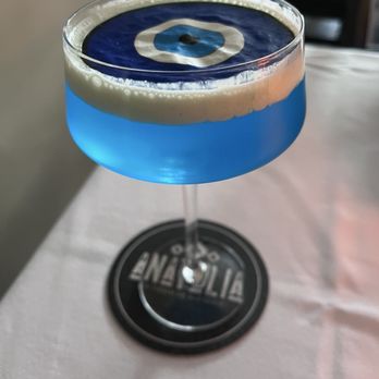 Anatolia - Evil Eye: Vodka, Gin, Blue Curaçao, Cream and Lemonade - Mediterranean Near Me - Chicago, Illinois
