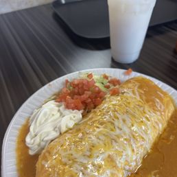 Horchata Med and a Veggie Burrito.