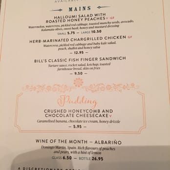 Bill's - Menu - Modern European Near Me - London, XGL Bill's - Menu - Modern European Near Me - London, XGL