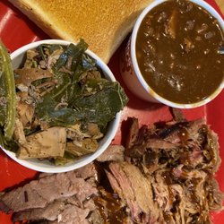 Bono's Pit Bar-B-Q - Baked beans, pulled pork, brisket and Collard Greens