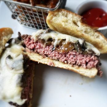 OHK Bar & Restaurant - Max Oheka cheeseburger (10oz angus beef burger, brioche bun, caramelized onions & mushrooms, fontina, hand cut parmesan truffle fries) - American Near Me - Huntington, New York OHK Bar & Restaurant - Max Oheka cheeseburger (10oz angus beef burger, brioche bun, caramelized onions & mushrooms, fontina, hand cut parmesan truffle fries) - American Near Me - Huntington, New York