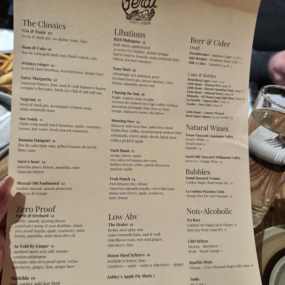 Feral - Cocktail menu - Vegan Near Me - Portland, Oregon Feral - Cocktail menu - Vegan Near Me - Portland, Oregon