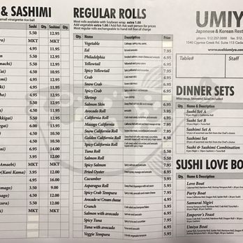 Umiya Sushi - Sushi menu - Sushi Bars Near Me - Cedar Park, Texas Umiya Sushi - Sushi menu - Sushi Bars Near Me - Cedar Park, Texas