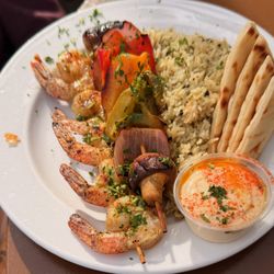 Market Grille Cafe - Shrimp Skewer Entree (They cooked this perfect today!)