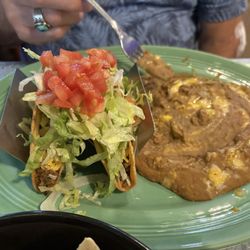 Orlando's Mexican Restaurant - Two taco plate with rice and beans! Rice was brought out in a separate bowl. Ton of food!