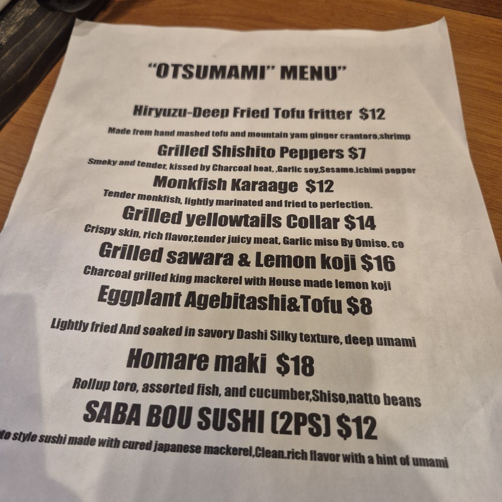 Homareya - the of-the-day part of the menu when we were there a couple weeks ago - Izakaya Near Me - Long Beach, California