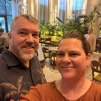 Lilac - Me and my hubby in the guest eating area - Mediterranean Near Me - Tampa, Florida