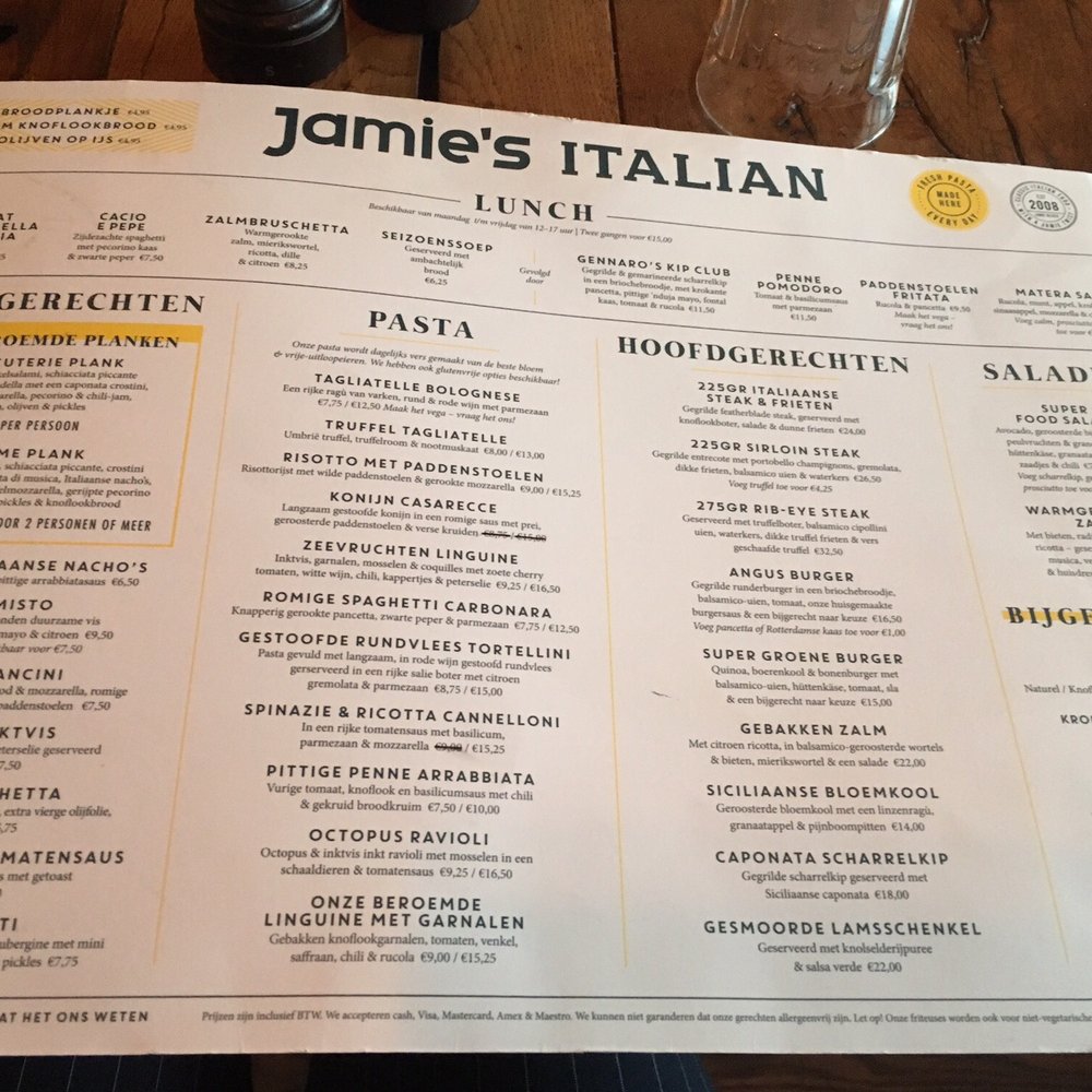Jamie's Italian - Menu - Italian Near Me - Rotterdam, ZH