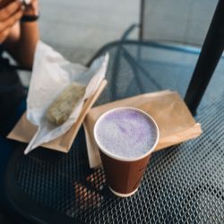 Taro Latte and Vegetable Burrito