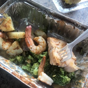 Brothers Seafood - Salmon shrimp n veggies heavy seasoned with Idk but he said it oldbay - Seafood Near Me - New Rochelle, New York Brothers Seafood - Salmon shrimp n veggies heavy seasoned with Idk but he said it oldbay - Seafood Near Me - New Rochelle, New York