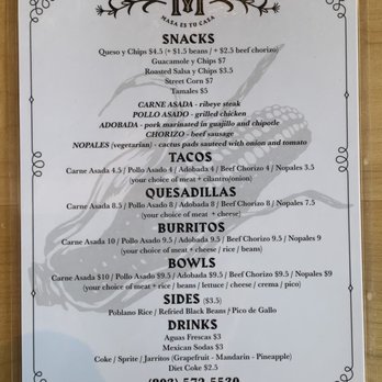 Masa - Menu - Tacos Near Me - Camden, South Carolina Masa - Menu - Tacos Near Me - Camden, South Carolina