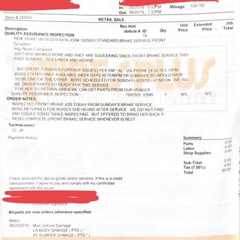 Tires Plus - These are my receipts from all 4 appts. I did cross out personal information - Tires Near Me - Plainfield, Indiana