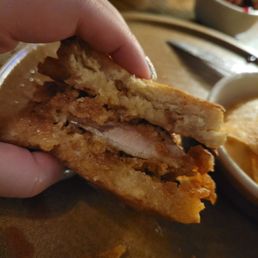 Hot Honey chicken biscuit - cross section