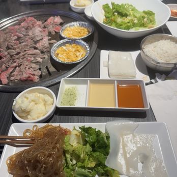 Gen Korean BBQ House - Japchae, salad, rice paper, potato side, cheese corn, brisket, dips - Korean Near Me - Cerritos, California Gen Korean BBQ House - Japchae, salad, rice paper, potato side, cheese corn, brisket, dips - Korean Near Me - Cerritos, California