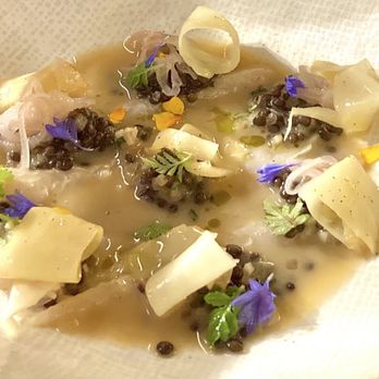 L'Orygine - Walleye Ceviche w/parsnip, apple, and beluga lentil (lentils under cooked) - Bistros Near Me - Quebec City, Quebec L'Orygine - Walleye Ceviche w/parsnip, apple, and beluga lentil (lentils under cooked) - Bistros Near Me - Quebec City, Quebec
