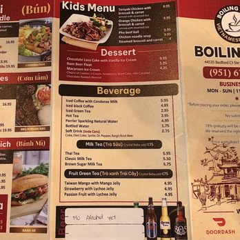 Boiling Pho - Menu (Part 2) - Vietnamese Near Me - Temecula, California