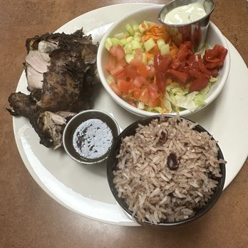 Rockyaad Jamaican Restaurant - Jerk chicken with Garden Salad w/ rice and peas - Caribbean Near Me - Carmichael, California Rockyaad Jamaican Restaurant - Jerk chicken with Garden Salad w/ rice and peas - Caribbean Near Me - Carmichael, California