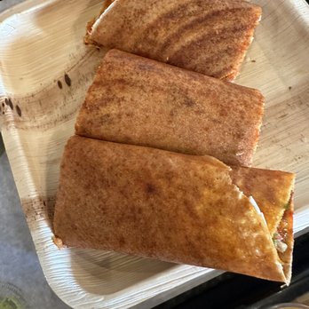 ID Cafe - The Mumbai Jini Dosa with paneer (Special-of-the-day)with somber, mint chutney and peanut chutney - all wonderful in taste just a tad spicy! - Indian Near Me - Oakland, California