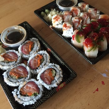 Kissho Sushi - Left- Spicy Samuri Roll Right- (top) Scallop Roll, (bottom) Fuji Roll All of it-- SO GOOD - Sushi Bars Near Me - York, Pennsylvania Kissho Sushi - Left- Spicy Samuri Roll Right- (top) Scallop Roll, (bottom) Fuji Roll All of it-- SO GOOD - Sushi Bars Near Me - York, Pennsylvania
