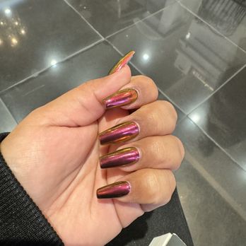 Tiffany's Beauty Lounge - Full set with black gel and chrome. - Nail Salons Near Me - San Leandro, California Tiffany's Beauty Lounge - Full set with black gel and chrome. - Nail Salons Near Me - San Leandro, California