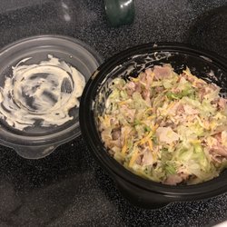 Subway Club salad. Only added lettuce and tomato, with asking to gave the ranch dressing on the side! Drowning in ranch dressing!!!
