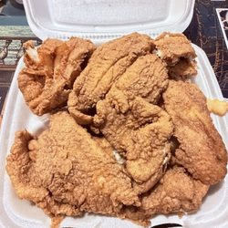 Salt and pepper Flounder Filet Tea French Fries Hush Puppies Tartar Sauce Cole Slaw