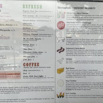 HomeState - Beverage Menu November 2024 - Tex-Mex Near Me - Los Angeles, California