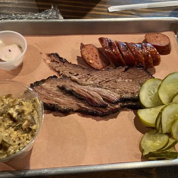 Bexar Barbecue - Brisket, sausage were good. The Turkey was very good. I forgot this side item. They tinker a lot w the menu/prices - Barbeque Near Me - Tomball, Texas