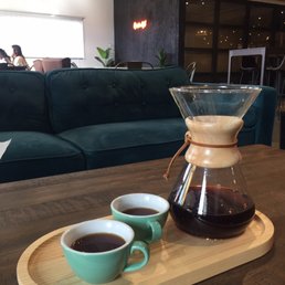 Chemex brewed sweet bloom coffee from Ethiopia. A delightful treat in a wonderful setting!