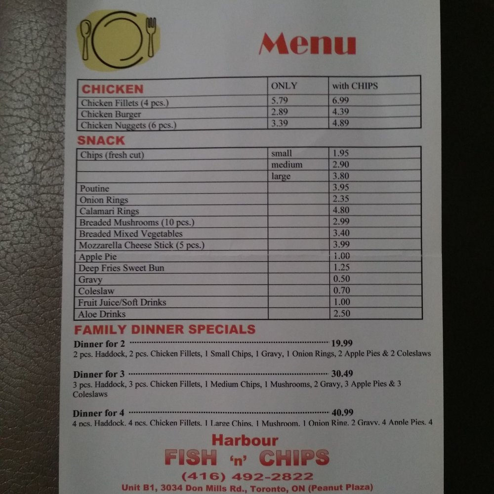 Harbour Fish and Chips - Menu - Fish & Chips Near Me - North York, Ontario Harbour Fish and Chips - Menu - Fish & Chips Near Me - North York, Ontario