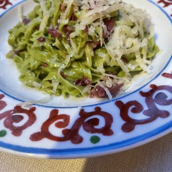 Trattoria Bertozzi - Spinach tagliatelle with goose breast and pecorino - Emilian Near Me - Bologna, BO