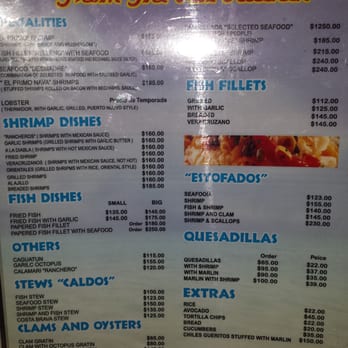 El Primo Nava - Left side of menu - Seafood Near Me - Ensenada, BCN