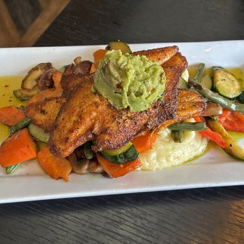 Turtle Jack's - Blackened Basa Fish (with lobster mashed potatoes and vegetables, chimichurri, and guacamole) - Canadian (New) Near Me - Burlington, Ontario Turtle Jack's - Blackened Basa Fish (with lobster mashed potatoes and vegetables, chimichurri, and guacamole) - Canadian (New) Near Me - Burlington, Ontario