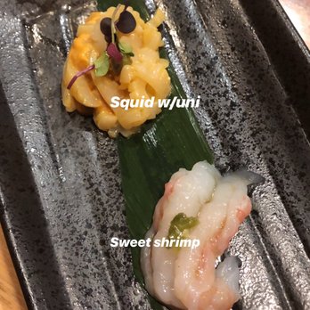 Ozumo - Squid w/uni and sweet shrimp from omakase - Izakaya Near Me - San Jose, California Ozumo - Squid w/uni and sweet shrimp from omakase - Izakaya Near Me - San Jose, California