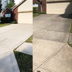 Circle City Pressure Washing - Driveway Restoration. Clients are always amazed!