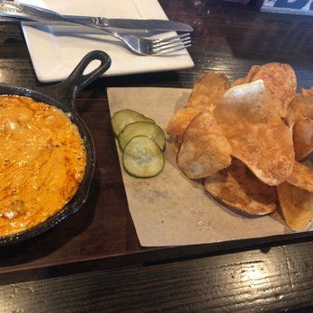 Bosscat Kitchen & Libations - Hot chicken dip  with house made potato chips - New American Near Me - Irvine, California