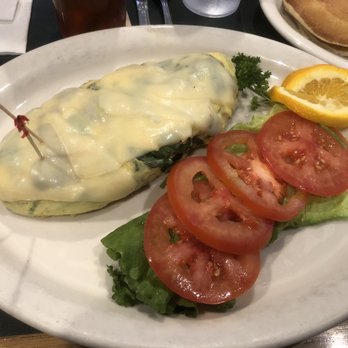 Flappy Jack's Pancake House - Mushroom and Spinach Omelet with Swiss Cheese - Pancakes Near Me - Orange, California