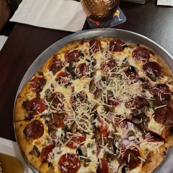 Bar Ten - a pizza with pepperoni, mushrooms, and cheese - American Near Me - Riverton, Wyoming Bar Ten - a pizza with pepperoni, mushrooms, and cheese - American Near Me - Riverton, Wyoming